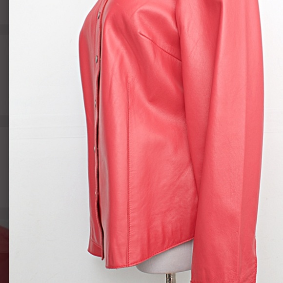 Co & Eddy Coral Leather Button-Shirt/Jacket - Picture 7 of 8